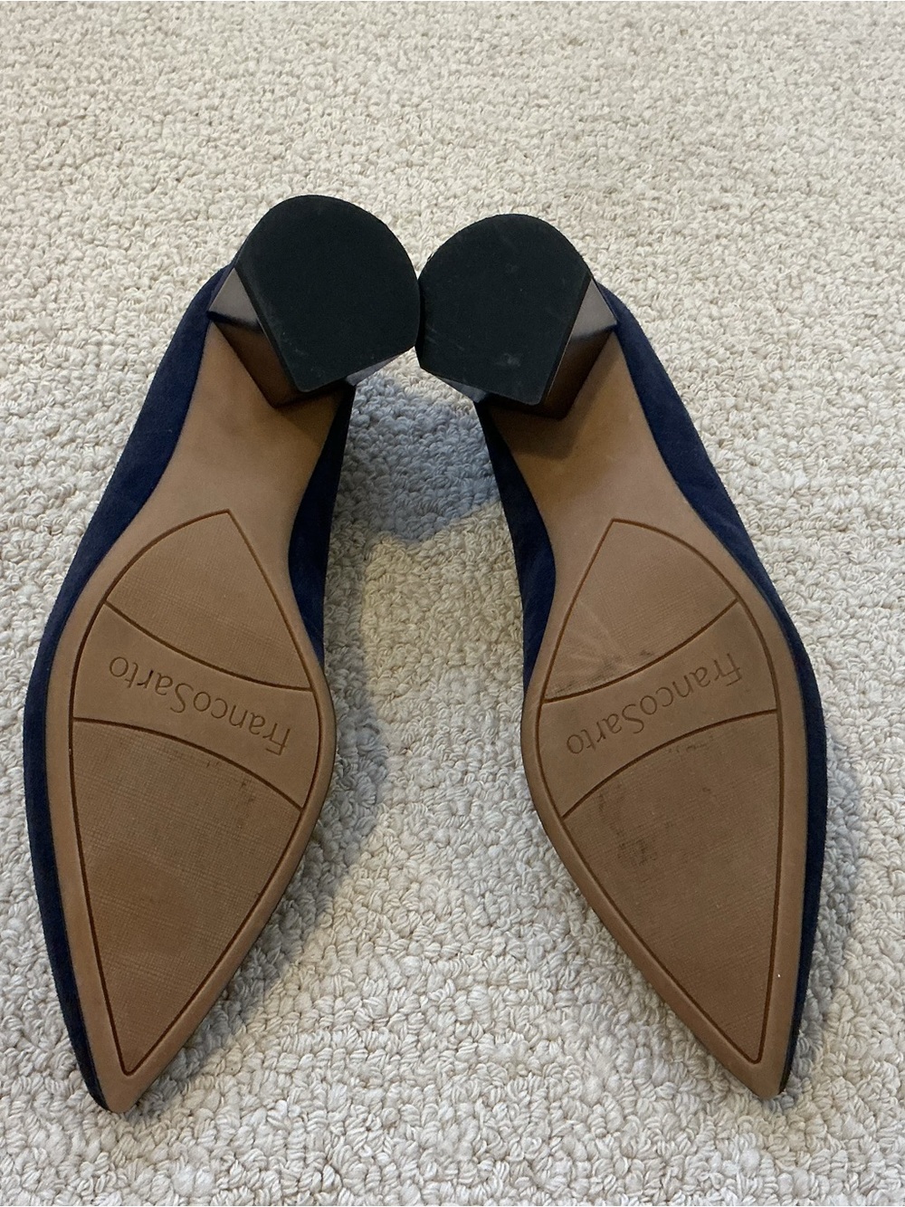 Franco Sarto Navy Suede Pointed Toe Pumps - Picture 6 of 9